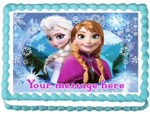 FROZEN Elsa and Anna Party Edible Cake topper image decoration - Picture 1 of 10
