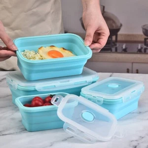 with Lid Collapsible Silicone Food Container Food Storage Box Refrigerator - Picture 1 of 14