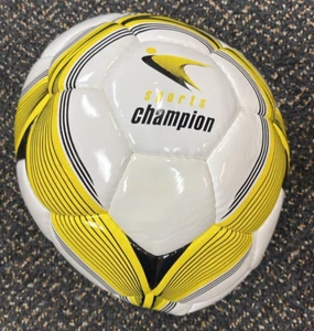 Champion Soccer Match Ball YELLOW/BLACK Size 5. Hand stitched. All Weather. - Picture 1 of 5