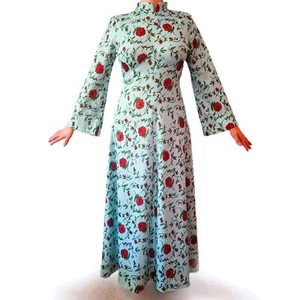 Handmade Vintage 70s Dress Bell Sleeve Size Medium Large Floral Maxi Cottagecore - Picture 1 of 3