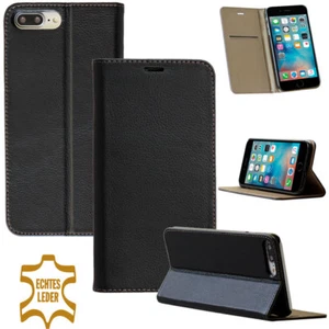 Echt Leder Schutzhülle für Apple / Samsung Smartphone Tasche Cover Handy schwarz - Picture 1 of 12