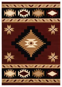 United Weavers Red Southwestern Jagged Lines Area Rug Geometric 2050 10434 - Picture 1 of 12