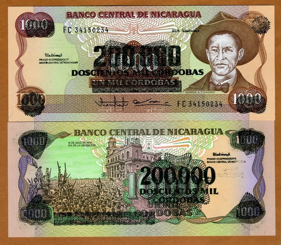 Nicaragua, 200,000 on 1000 Cordobas, ND (1990), P-162,  UNC - Image 1 of 1