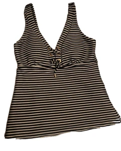 Lands End Traje de Baño Halter Camiseta sin Mangas Talla 6 BLANCO Y NEGRO Playa Fiesta Top - Imagen 1 de 4