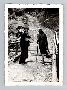 Vintage 1950s Couple on Rustic Trail - B&W - 2 3/4" x 3 7/8 - Picture 1 of 2
