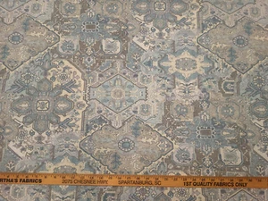 Covington NAYA SERENITY Blue Beige Floral Patch Damask Drapery Uph Fabric - Picture 1 of 4