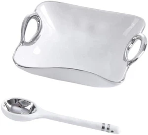 Pampa Bay 'The Handles Set' Bowl & Spoon, White & Silver (SET-2010) - Picture 1 of 4