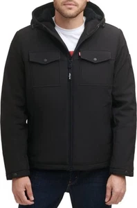 Levis Sherpa-Lined Hooded Jacket Sz XXL Black Water Resistant Insulated Parka - Picture 1 of 13
