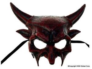 MASQUERADE DEVIL DEMON GARGOYLE MONSTER COSTUME MASK W/ HORNS EVIL STEAMPUNK RED