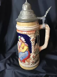 Vintage Original Gerz DERTRUNK SEIKLAR DEIN LIEB SEI SELTEN Deckelbier Stein DBGM - Bild 1 von 12