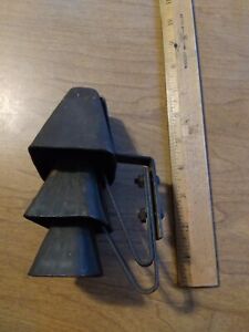 Rare Antique 3 tiered Cow Bell ,Door Bell ,Country Store, Farm Animals, Dinner 