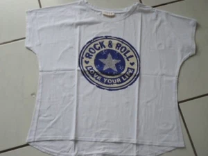 Damen T-Shirt weiß mit blau Gr. 40 / 42 Rock & Roll - Bild 1 von 3