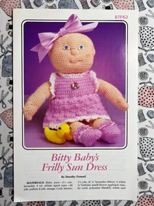Vestido Annie's Attic Suave-Escultura Crochet Patrón 87F63 Bitty Baby's Volantes Sol - Imagen 1 de 2