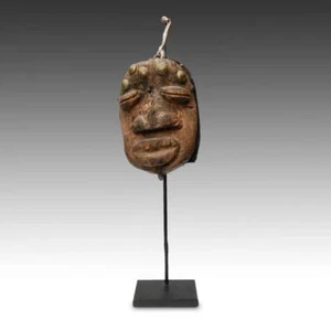 VINTAGE WOOD BRASS CLOTH PASSPORT MASK DAN PEOPLE IVORY COAST WEST AFRICA - Picture 1 of 4