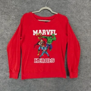 Marvel Heros Sweatshirt Youth Boys Medium Long Sleeve Red Reversible Fleece - Picture 1 of 13