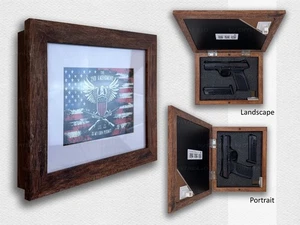 Versteckte Aufbewahrung Fotorahmen für Waffe und Wertsachen 13 Zoll x 11 zoll / *BRAUN - Bild 1 von 38