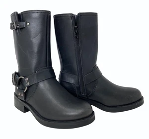 Steve Madden Mädchen Gr. 2 Beckky schwarz Kunstleder seitliche Schnalle Reißverschluss Stiefel neu - Bild 1 von 10