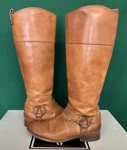 FRYE 76927 Melissa Harness Tall Leather Riding Boots Womens Size 8.5B Camel - Picture 1 of 13