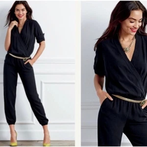 CAbi Casey Jumpsuit women’s size M black pockets relaxed fit minimalist - Picture 1 of 6