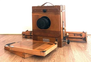 FKD 13x18cm Soviet Vintage Wooden Folding camera w/ I-51 4.5/210 lens and tripod - Picture 1 of 7