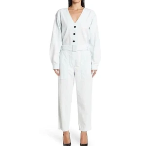 Proenza Schouler Womens Cotton Chambray Jumpsuit in Bleach Size 6 - Picture 1 of 7