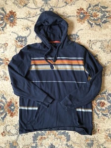 PrAna Long Sleeve Striped Pullover Hoody Men's Size Medium Blue Sweatshirt - Picture 1 of 8