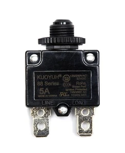 100pc 5A Circuit Breaker 88 series 125/250VAC 50/60Hz UL TUV VDE KUOYUH Taiwan - Picture 1 of 4