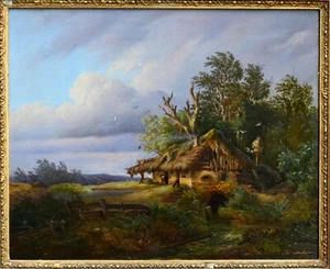 Barbizon School 19th Idyllische Landschaft Sign. A.Sakuba ??? dat.1848 - Bild 1 von 15