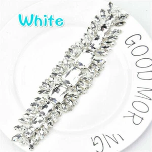Rhinestone Crystal Applique Trim Chain Sew Wedding Dress Costume Accessory Blue - Picture 1 of 21