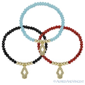 Pulsera Elástica Mal de Ojo Hamsa Mano de Dios Fátima Dije Cabalá Judía Judaica - Imagen 1 de 4