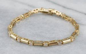 Bracciale tennis donna finitura oro giallo 14 kt diamanti taglio tondo creato in laboratorio - Foto 1 di 7