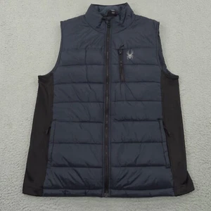 Spyder Vest Mens Large Navy Black Frontier Insulated Puffer Full Zip Lightweight - Picture 1 of 11
