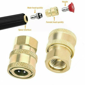 Accoppiatore Idropulitrice Pressione 2PZ Raccordi Ottone 1/4 Pollice Collegamento Rapido a Femmina NPT - Foto 1 di 12