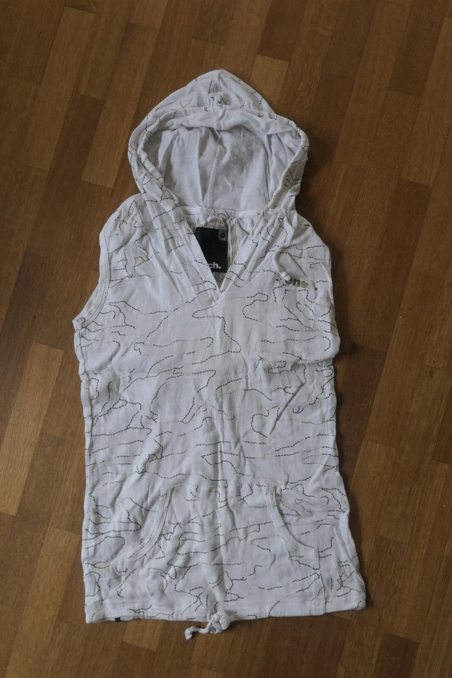 BENCH Cooles Top mit Kapuze weiß braun/khaki Muster wie NEU! Gr. M - Bild 1 von 4
