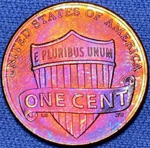2014-D Lincoln Shield Penny Beautiful Lustrous Rainbow Toned Coin #1 - Picture 1 of 8