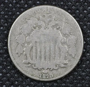 1870 US Shield Nickel 5 Cents 5C Sharp Date Good Filler - Picture 1 of 2