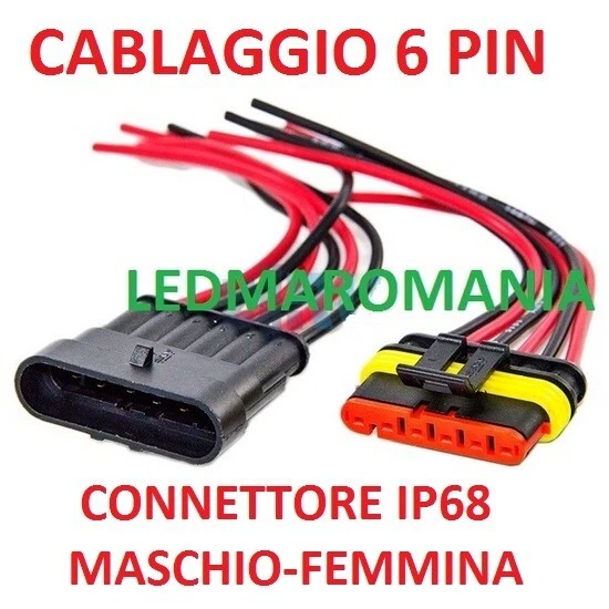 CONNETTORE AUTO IMPERMEABILE GTIWUNG CON FILI ELETTRICO SUPERSEAL  6 POLI PIN PV - Imagen 1 de 1
