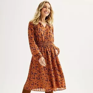 Abito midi Draper James stampa floreale vita smock con tasche taglia 1X 16 Plus - Foto 1 di 11