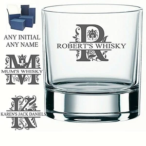 Personalised Engraved WHISKY GLASS MONOGRAM INITIAL NAME AND WHISKY - Picture 1 of 5