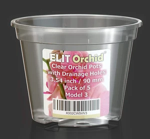 Orchid Pots with Holes - Drainage Clear Plastic Plant Pot Set - Pack of 5 Pcs... - Picture 1 of 1