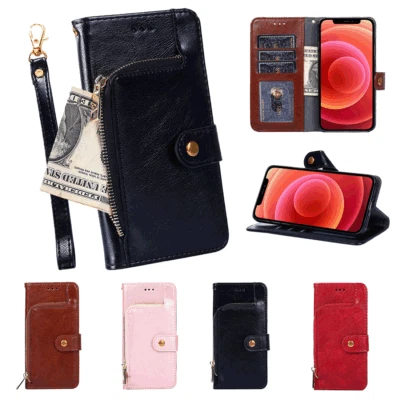 For Nokia G22 G60 X30 C12 Pro G11 Plus Zip Wallet Case Leather Card Flip Cover  - Image 1 of 4
