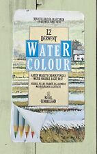 Vtg Derwent Rexel Cumberland Water Colour Pencils 12ct In Tin Case #32290