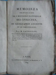 LATREILLE : MEMOIRES HISTOIRE NATURELLE DES INSECTES, Egypte, Atlantide, 1819. - Picture 1 of 12