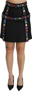 DOLCE & GABBANA Skirt Black Crystal Embellished High Waist IT38/US4/XS RRP $2600 - Picture 1 of 10