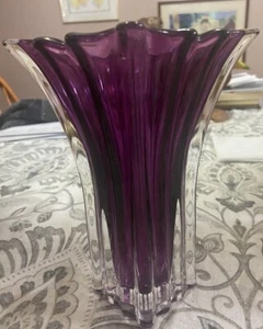 Vaso Vera Wang viola e trasparente serie terrazzo giardino quadrato scanalato altezza 7 1/2” - Foto 1 di 7