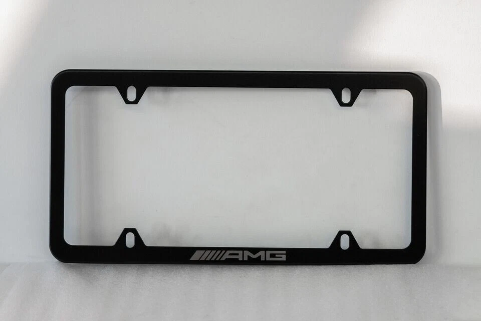 Black Metal Stainless Steel 4 Hole License Plate Frame NEW For Mercedes-Benz AMG - Image 1 of 4