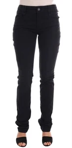 Galliano Black Cotton Denim Stretch Regular Fit Women's Jeans Authentic - Picture 1 of 6