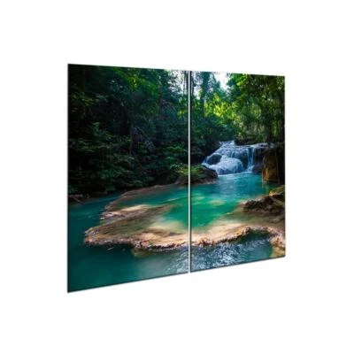 DECORWELT Herdabdeckplatten 2x30x52 cm Ceranfeld Abdeckung Glas Spritzschutz Landschaft