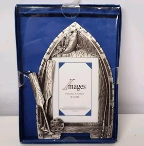 Fishing Boat Photo Frame Metal Pointed Top Picture Size 3.5" x 5" Preowned NOS - Picture 1 of 6