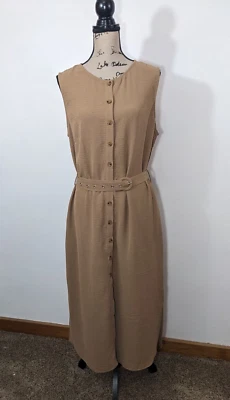 Nuevo con etiquetas Vestido Grace Karin Beige Sin Mangas Verano Texturizado Midi Cinturón Botones XL Foto 1 de 4